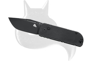 Black Fox Knives™ Nu-bowie Button Lock BF-758 Black G10 D2 Semi-Stainless Steel Pocket Knife
