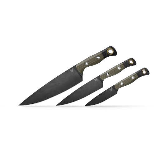 Benchmade, Inc.™ 3-Knife Kitchen Set 4000BK-01 OD Green G10 CPM 154 Stainless Steel