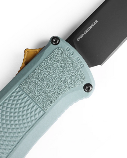 Benchmade, Inc.™ Shootout OTF 5370BK-07 Sage Green Grivory CPM-CruWear Semi-Stainless Steel Pocket Knife