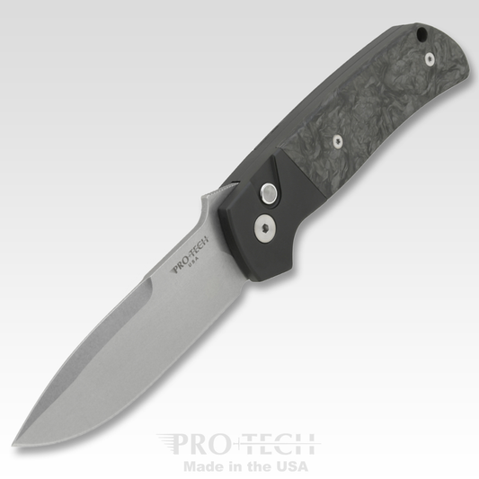 Pro-Tech Knives, LLC™ ATCF Auto BT2731 Dark Matter FatCarbon and Black Aluminum CPM-Magnacut Stainless Steel Pocket Knife