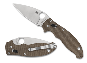 Spyderco Knives™ Manix 2 Bearing Lock C101MPCW2 Brown Micarta CPM-Cru-Wear Semi-Stainless Steel Pocket Knife
