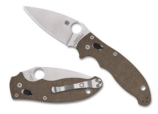 Spyderco Knives™ Manix 2 Bearing Lock C101MPCW2 Brown Micarta CPM-Cru-Wear Semi-Stainless Steel Pocket Knife