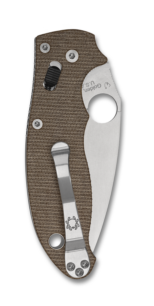 Spyderco Knives™ Manix 2 Bearing Lock C101MPCW2 Brown Micarta CPM-Cru-Wear Semi-Stainless Steel Pocket Knife