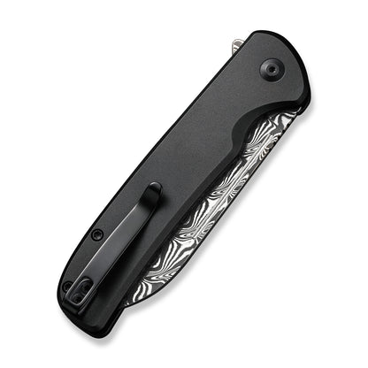 CIVIVI Knives™ Chevalier II Button Lock C20022B-DS1 Black Aluminum Damascus Steel Pocket Knife