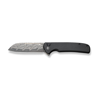 CIVIVI Knives™ Chevalier II Button Lock C20022B-DS1 Black Aluminum Damascus Steel Pocket Knife