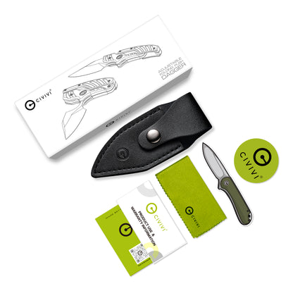 CIVIVI Knives™ Typhoeus Fixed Blade/Push-knife C21036-1 Black G10 14C28N Stainless Steel Knife