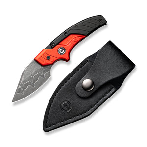 CIVIVI Knives™ Typhoeus Fixed Blade/Push-knife C21036-DS1 Red Aluminum and Black Aluminum Damascus Steel Knife