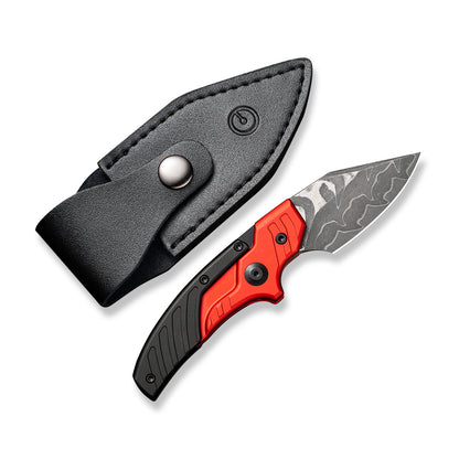 CIVIVI Knives™ Typhoeus Fixed Blade/Push-knife C21036-DS1 Red Aluminum and Black Aluminum Damascus Steel Knife