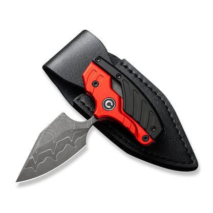 CIVIVI Knives™ Typhoeus Fixed Blade/Push-knife C21036-DS1 Red Aluminum and Black Aluminum Damascus Steel Knife