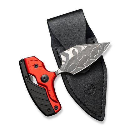CIVIVI Knives™ Typhoeus Fixed Blade/Push-knife C21036-DS1 Red Aluminum and Black Aluminum Damascus Steel Knife