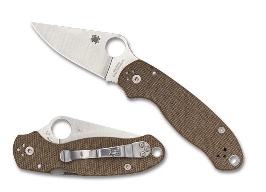 Spyderco Knives™ Para 3 Back Lock C223MPCW Brown Micarta CPM Cru-Wear Semi-Stainless Steel Pocket Knife