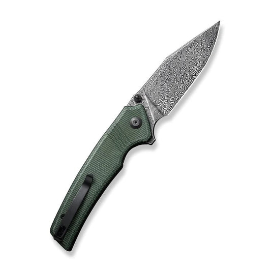 CIVIVI Knives™ Tranquil Liner Lock C23027-DS1 Green Canvas Micarta Damascus Steel Pocket Knife
