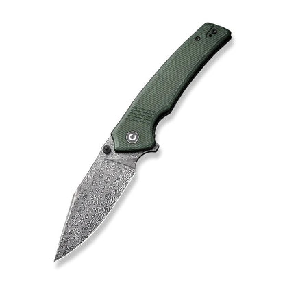 CIVIVI Knives™ Tranquil Liner Lock C23027-DS1 Green Canvas Micarta Damascus Steel Pocket Knife