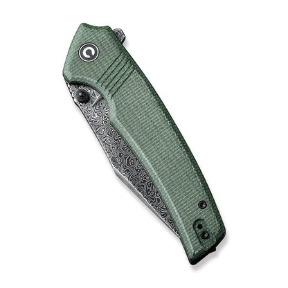 CIVIVI Knives™ Tranquil Liner Lock C23027-DS1 Green Canvas Micarta Damascus Steel Pocket Knife