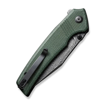 CIVIVI Knives™ Tranquil Liner Lock C23027-DS1 Green Canvas Micarta Damascus Steel Pocket Knife