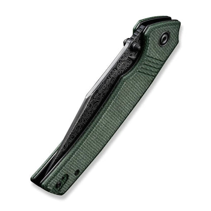 CIVIVI Knives™ Tranquil Liner Lock C23027-DS1 Green Canvas Micarta Damascus Steel Pocket Knife