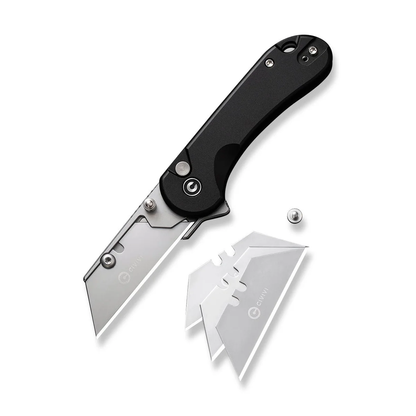 CIVIVI Knives™ Elementum Utility Button Lock C23039B-1 Black Aluminum 6Cr Stainless Steel Pocket Knife