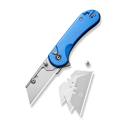 CIVIVI Knives™ Elementum Utility Button Lock C23039B-2 Blue Aluminum 6Cr Stainless Steel Pocket Knife