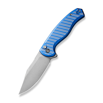 CIVIVI Knives™ Stormhowl Button Lock C23040B-2 Bright Blue & Satin Aluminum Nitro-V Stainless Steel Pocket Knife