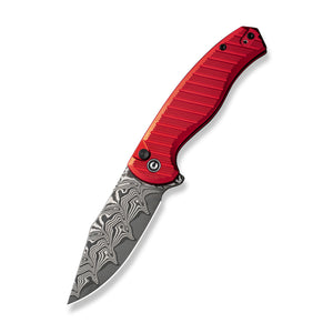 CIVIVI Knives™ Stormhowl Button Lock C23040B-DS1 Red Aluminum Damascus Steel Pocket Knife