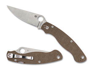Spyderco Knives™ Military 2 Back Lock C36MPCW2 Brown Micarta CPM-Cru-Wear Semi-Stainless Steel Pocket Knife