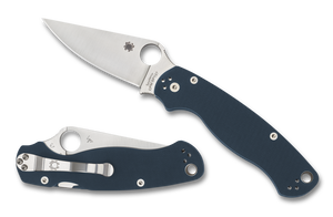 Spyderco Knives™ Para Military 2 Back Lock C81GPCBL2 Cobalt Blue G10 CPM-SPY27 Stainless Steel Pocket Knife