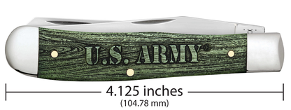 W.R. Case XX Knives Trapper U.S. Army Green-wash Bone Stainless 15035 Pocket Knife
