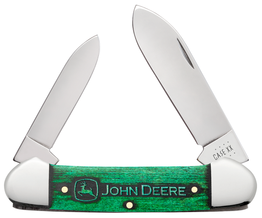W.R. Case XX Knives Canoe 15783 John Deere Green-wash Bone Stainless Pocket Knife