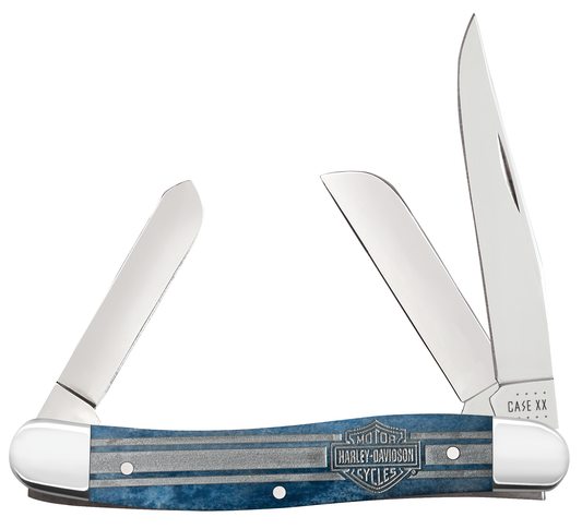 W.R. Case XX Knives Harley-Davidson Stockman Navy Blue Bone Stainless 52230 Pocket Knife