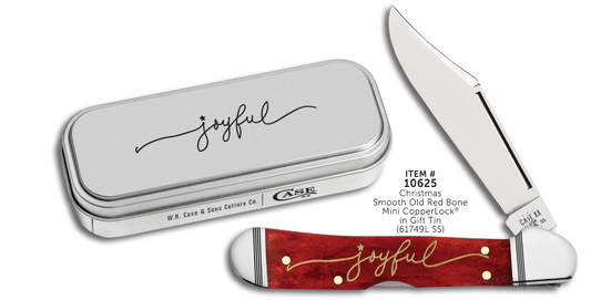 W.R. Case XX Knives Joyful Christmas Mini Copperlock Old Red Bone 10625 Stainless