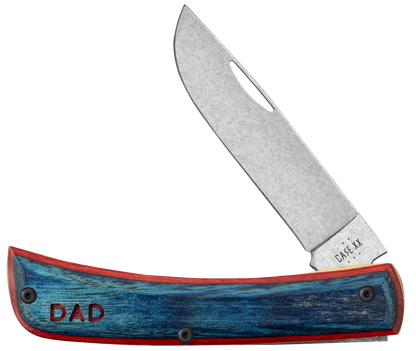 W.R. Case XX Knives Sod Buster Jr DAD Blue & Red Wood 10637 Stainless Pocket Knife