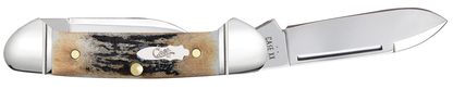 W.R. Case XX Knives Butterbean Fluted Burnt Stag 10758 Stainless Pocket Knife
