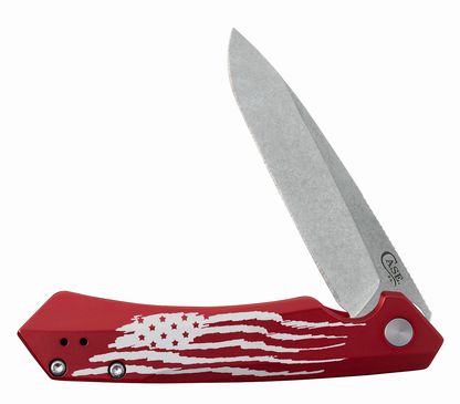 W.R. Case XX Knives Kinzua U.S. Flag 10804 Red Aluminum S35VN Steel Pocket Knife