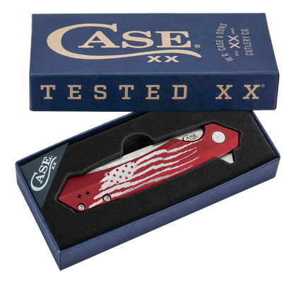 W.R. Case XX Knives Kinzua U.S. Flag 10804 Red Aluminum S35VN Steel Pocket Knife