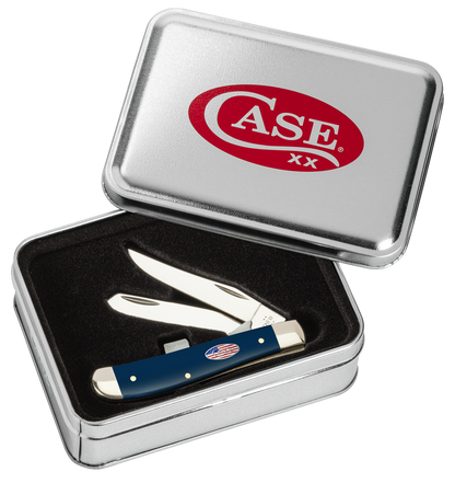 W.R. Case XX Knives Mini Trapper USA Navy Blue Synthetic 10856 Stainless Pocket Knife