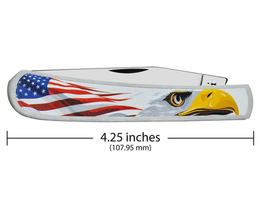 Case XX™ Knives 'Canvas' Single-blade Trapper 10953 Brushed Chrome Patriotic Eagle