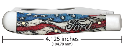 W.R. Case XX Knives Ford Trapper 14331 Natural Bone Stainless Pocket Knife and Lighter Set