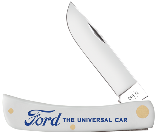W.R. Case XX Knives Sod Buster Jr White Blue Ford 14342 Stainless Pocket Knife