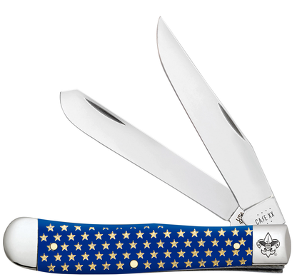 W.R. Case XX Knives Gold Star Boy Scouts Blue Trapper Stainless 18066 Pocket Knife