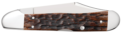W.R. Case XX Knives Peach Seed jigged Brown Bone Mini Copperlock Stainless Pocket Knife 42655