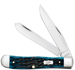 W.R. Case XX Knives Trapper 51850 Peach Seed Mediterranean Blue Bone Stainless Pocket Knife