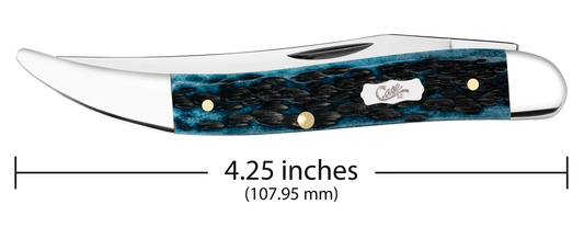W.R. Case XX Knives Medium Toothpick 51855 Pocket Knife Worn Mediterranean Blue Bone Pocket Knife