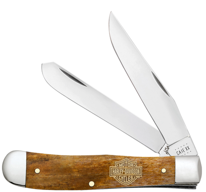 W.R. Case XX Knives Harley-Davidson Trapper 52226 Etched Antique Bone Stainless Pocket Knife