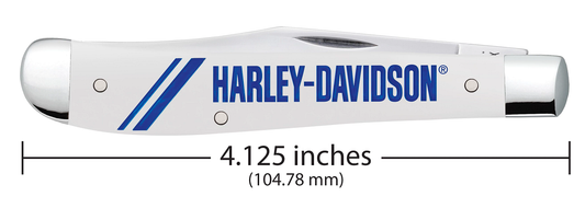 W.R. Case XX Knives White & Blue Harley-Davidson Slimline Trapper 52241 Pocket Knife
