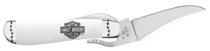 W.R. Case XX Knives Harley-Davidson Russlock 52249 White Stainless Pocket Knife
