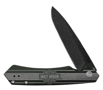 W.R. Case XX Knives Harley-Davidson Kinzua 52261 Frame Lock OD Green Aluminum DLC S35VN Steel Pocket Knife