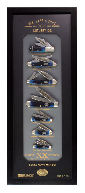 W.R. Case XX Knives Limited Edition 53987 Ocean Blue Bone Gator Jig 7-Piece Mint Set