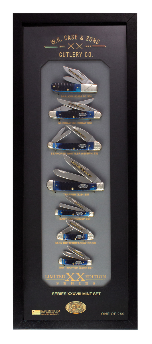 W.R. Case XX Knives Limited Edition 53987 Ocean Blue Bone Gator Jig 7-Piece Mint Set