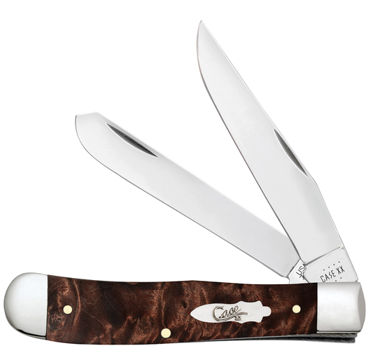 W.R. Case XX Knives Trapper 64060 Smooth Brown Maple Burl Wood Stainless Pocket Knife