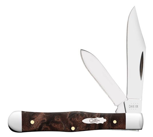 W.R. Case XX Knives Brown Maple Burl Wood Swell Center Jack Stainless 64061 Pocket Knife